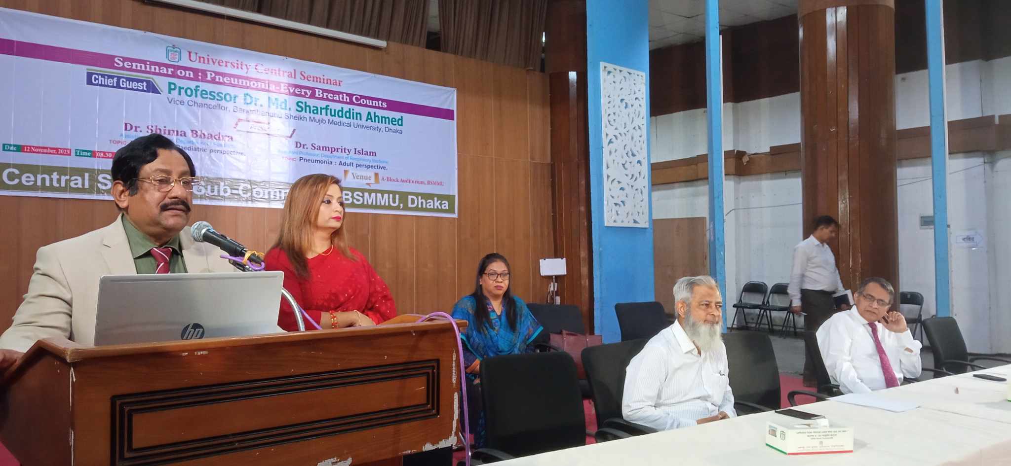 In BSMMU  Monthly Central Seminar on Pneumonia held on 'Pneumonia- Every Breath Counts'